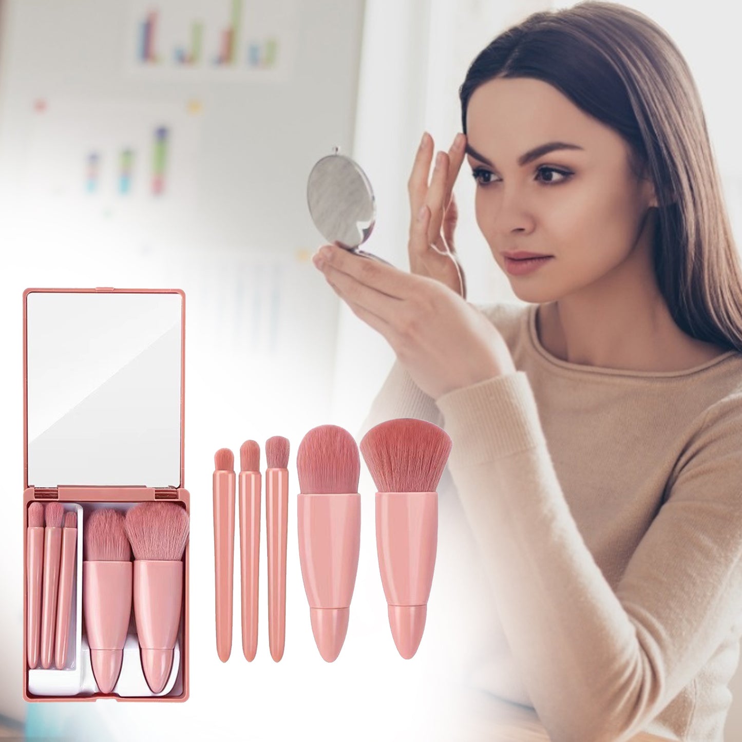 5-piece portable makeup brush set - The Self-care Edit
