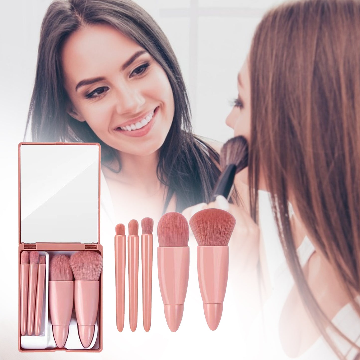 5-piece portable makeup brush set - The Self-care Edit